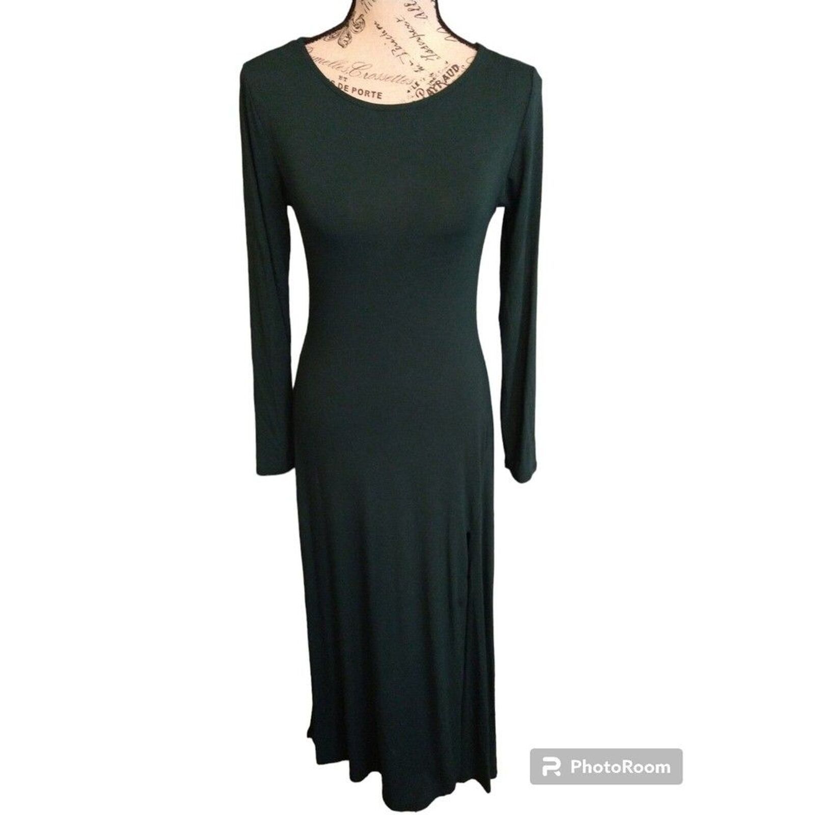 Lulu's Maxi Side Slit Dress Green Sm Sexy Cozy Classic